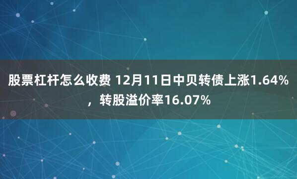 股票杠杆怎么收费 12月11日中贝转债上涨1.64%，转股溢价率16.07%