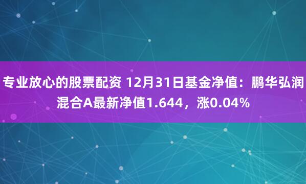 专业放心的股票配资 12月31日基金净值：鹏华弘润混合A最新净值1.644，涨0.04%