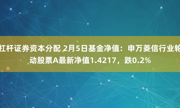 杠杆证券资本分配 2月5日基金净值：申万菱信行业轮动股票A最新净值1.4217，跌0.2%