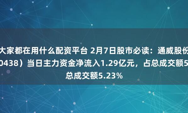 大家都在用什么配资平台 2月7日股市必读：通威股份（600438）当日主力资金净流入1.29亿元，占总成交额5.23%